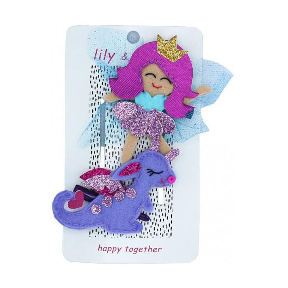 Pretty Purple Fairy and Dragon Hair Clips