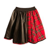 Miss Anna Meta e Meta Plaid & Leather Skirt
