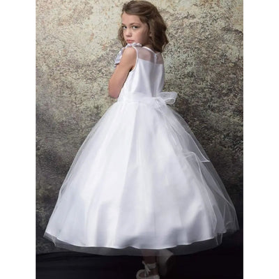 Big Girls 6-12 Aurora White Scalloped Lace and Tulle Communion Dress