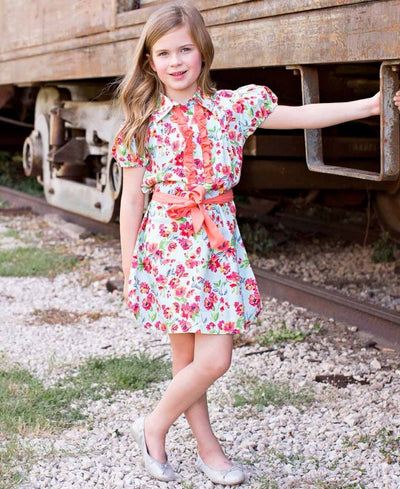 Painted Flowers Shirt Dress
