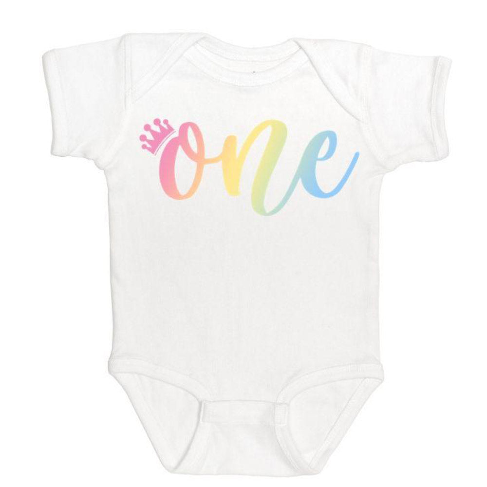 Rainbow One White Short Sleeve Body Suit