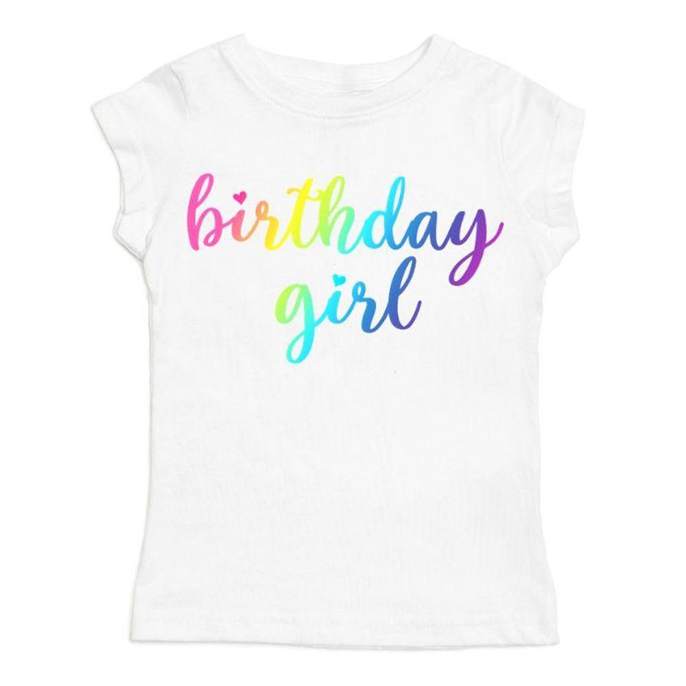 Magical Rainbow Birthday Girl White Short Sleeve Shirt
