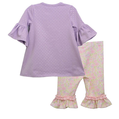 Bunny Applique Lavender Top and Legging Set