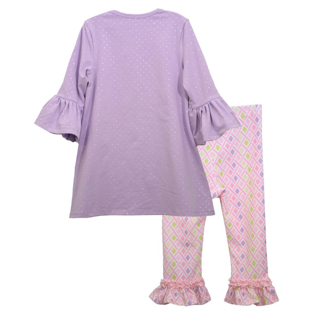 Bunny Applique Lavender Top and Legging Set
