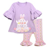 Bunny Applique Lavender Top and Legging Set