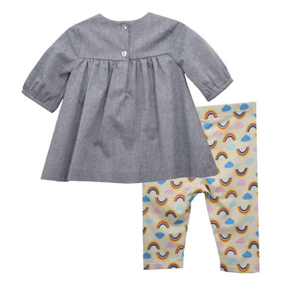 Chambray Appliqued Tunic Top and Legging Set
