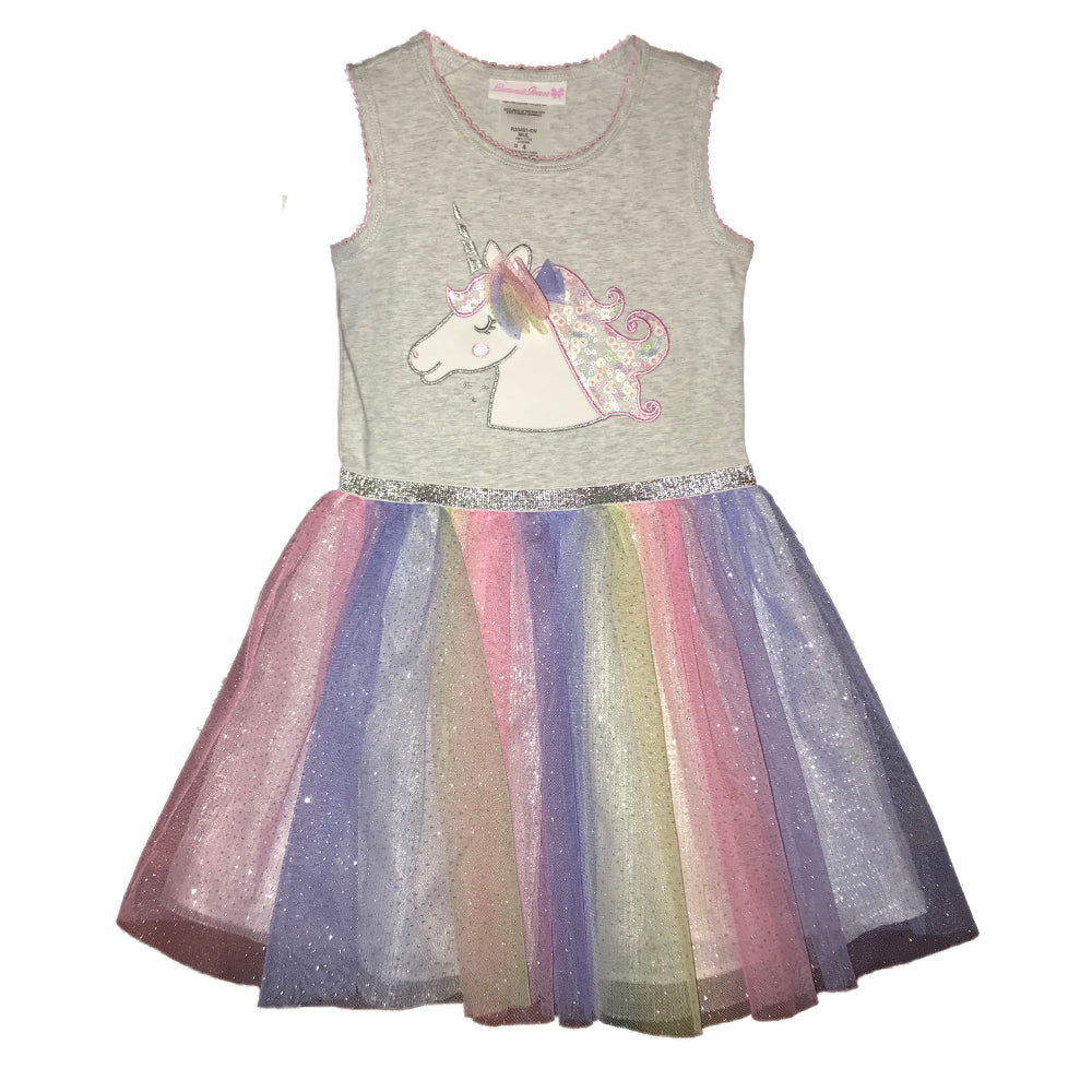 Unicorn Applique Rainbow Tutu Dress
