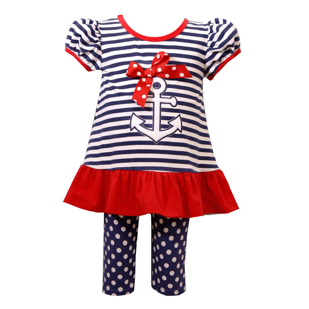 Anchor Stripe Dress and Legging Set
