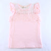 Pink Floral Lace Mesh Insert Flutter Sleeve Top