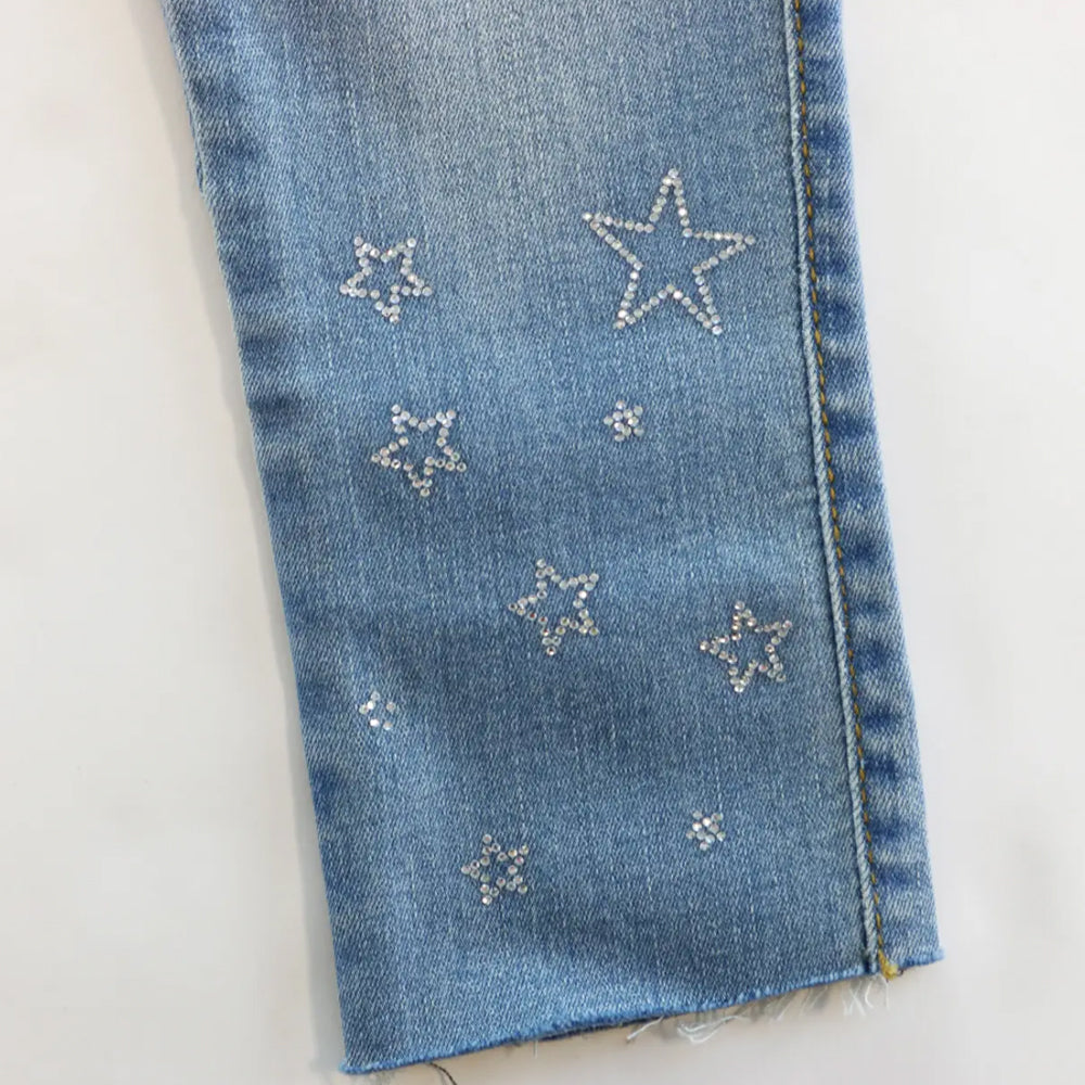 Little Girls 2T-6 Light Wash Denim Rhinestone Star Jeans