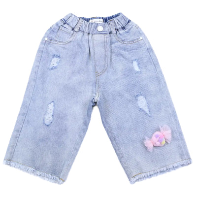 Girls 3D Candy Wide Leg Distressed Jeans
