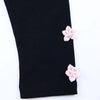 Girls Black Leggings with Ribbon Floral Detail