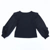 Girls Black Woven Ruffle Trim Top