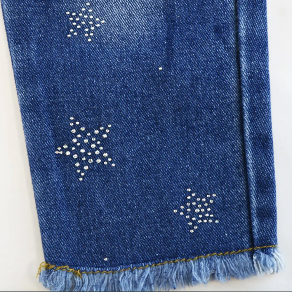 Little Girls 2T-6 Distressed Denim Rhinestone Star Jeans