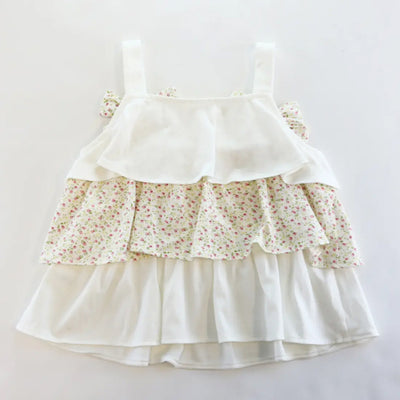 Toddler and Little Girls 2T-6 White Floral Tiered Top