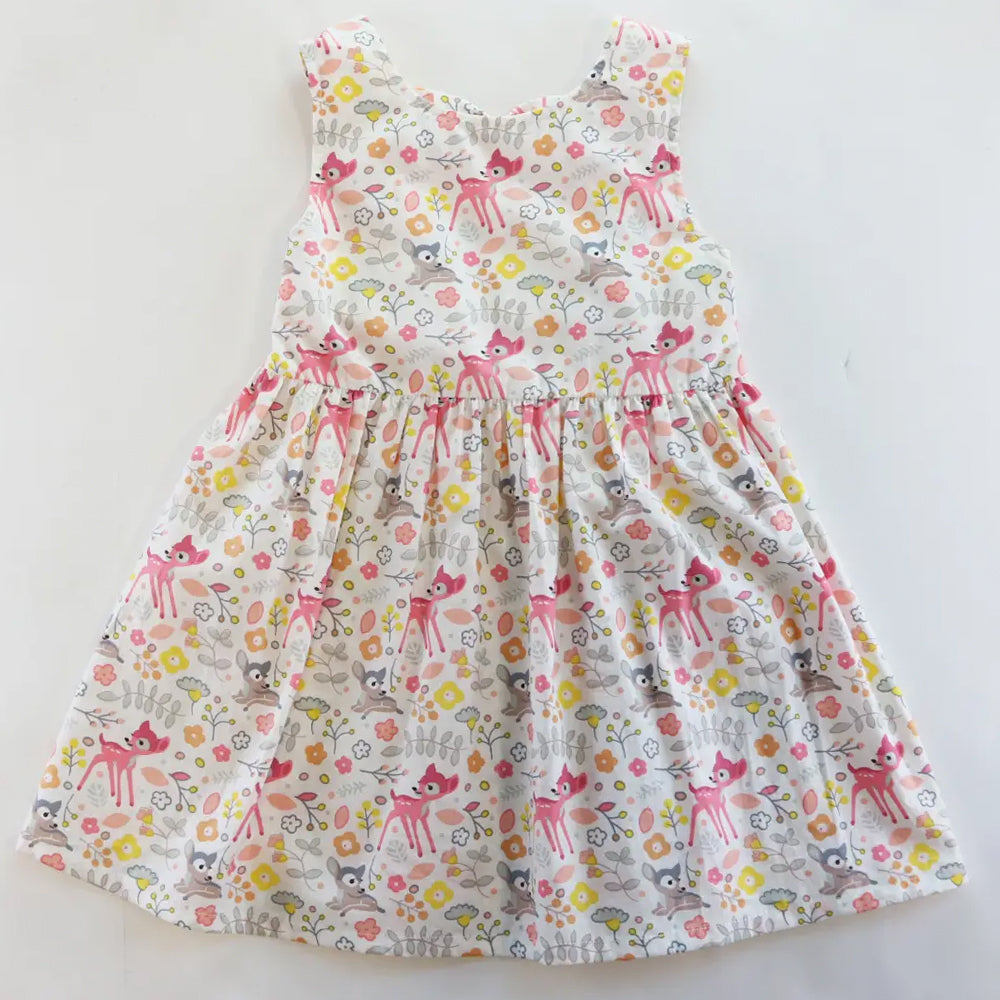 Toddler and Little Girls Deer Open Bow Back Dress