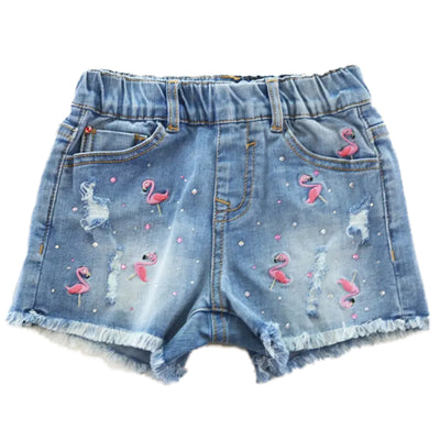 Toddler and Little Girls 2T-6 Flamingo Denim Shorts