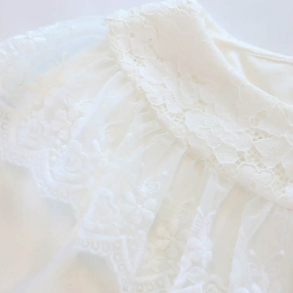 Toddler and Little Girls Lace Collar Top