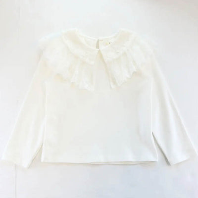 Toddler and Little Girls Lace Collar Top