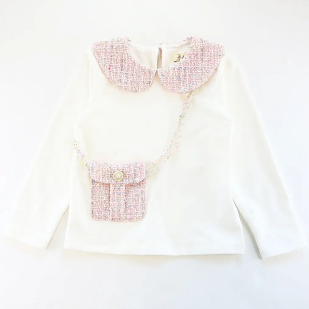 Pink Tweed Mix Top with Purse Pocket