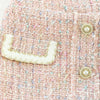 Button Front Pink Tweed Skirt