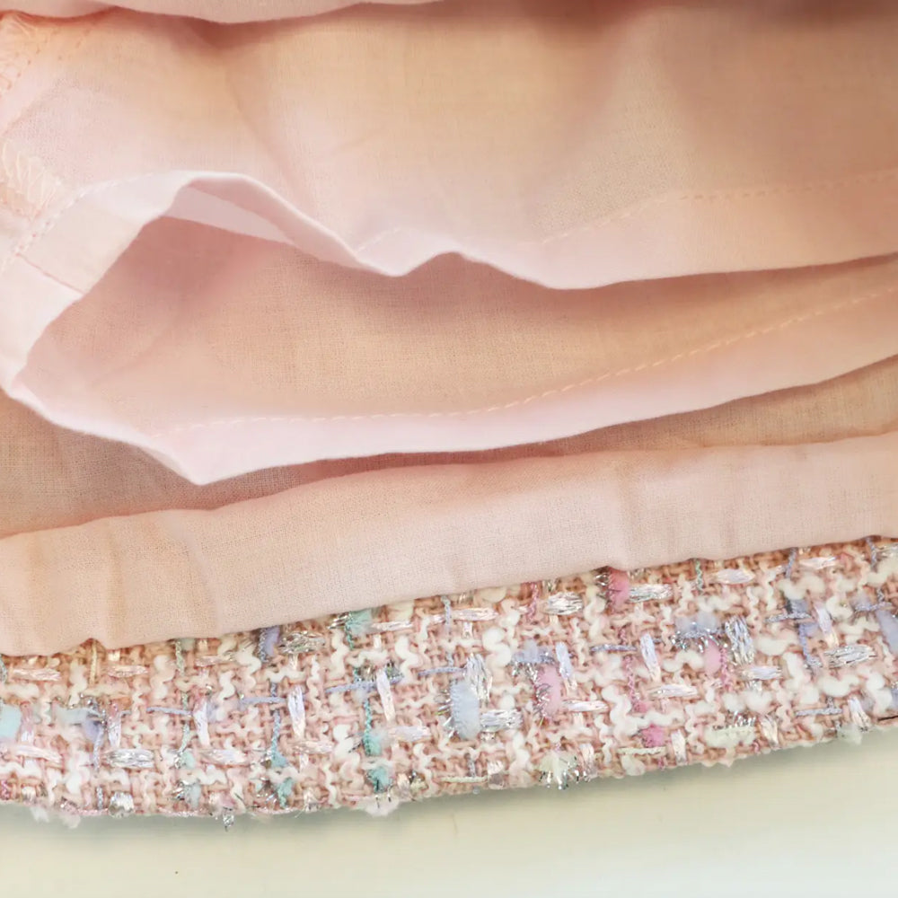Button Front Pink Tweed Skirt