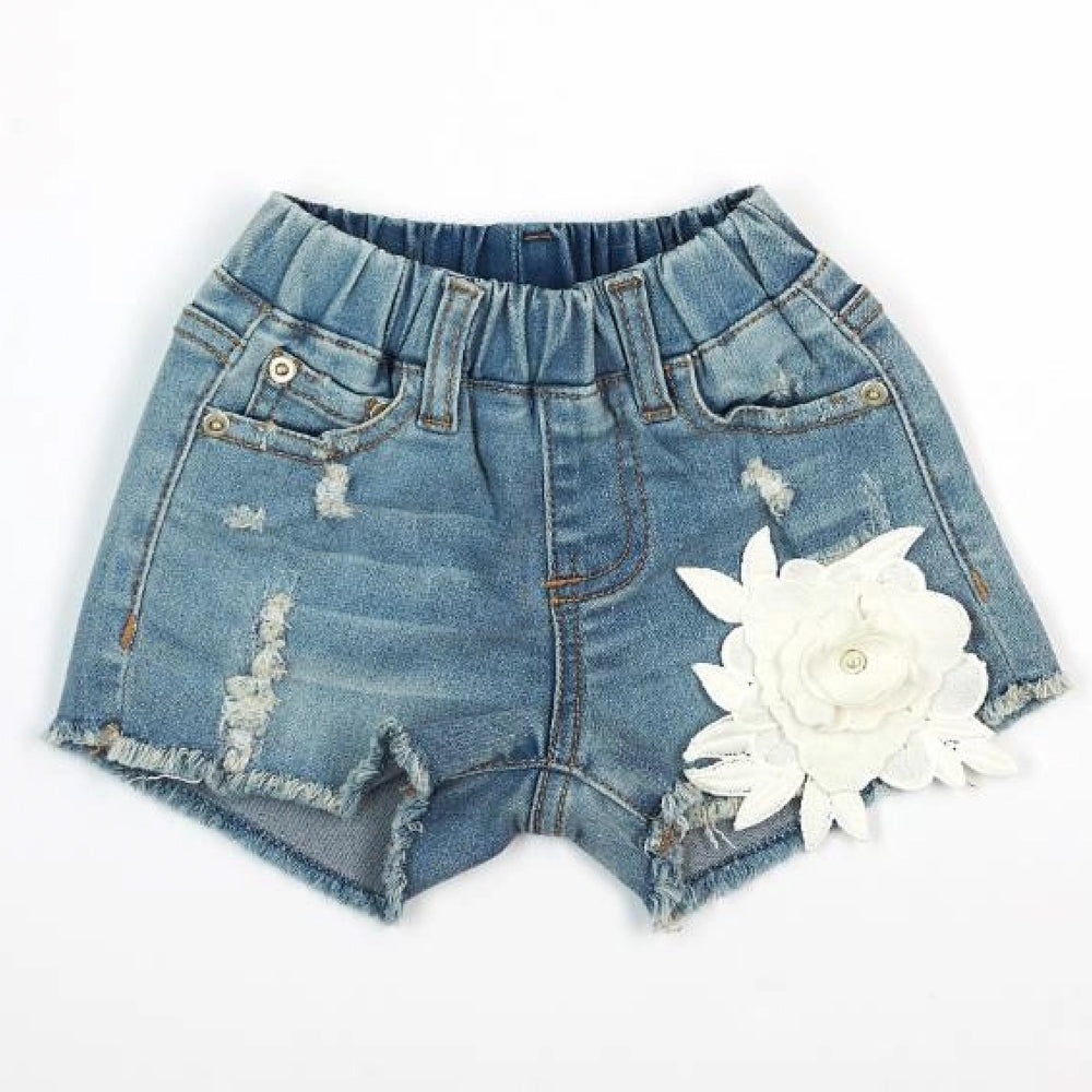 Floral Applique Denim Shorts