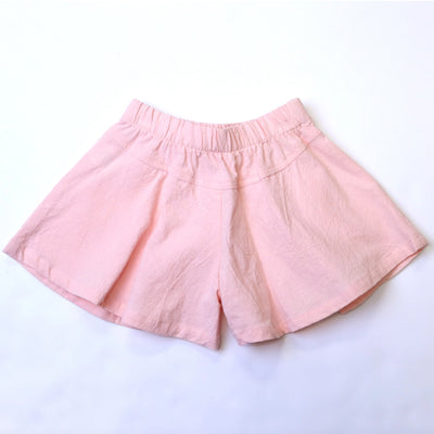 Pink Tie Front Flare Shorts