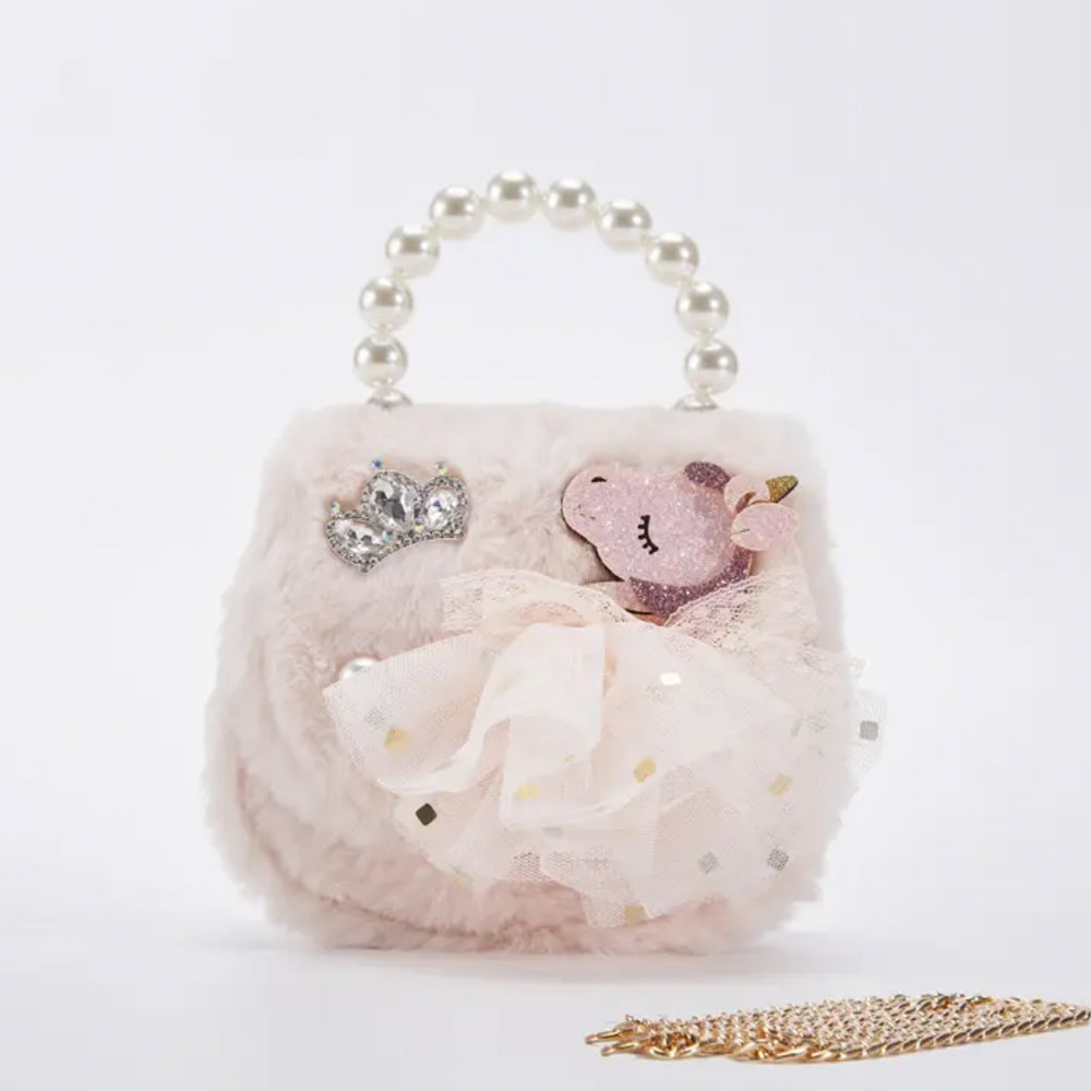 Pink Unicorn Furry Purse