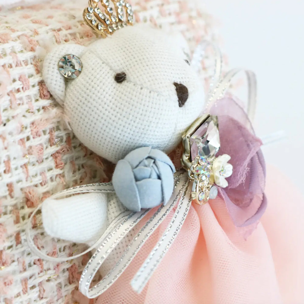 Pink Princess Bear Tweed Purse