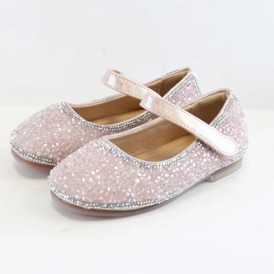 Pink Clear Stone Flat Dress Shoes