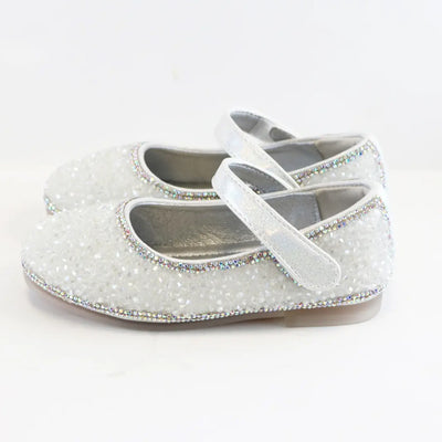 Silver Clear Stone Flat Dress Shoes