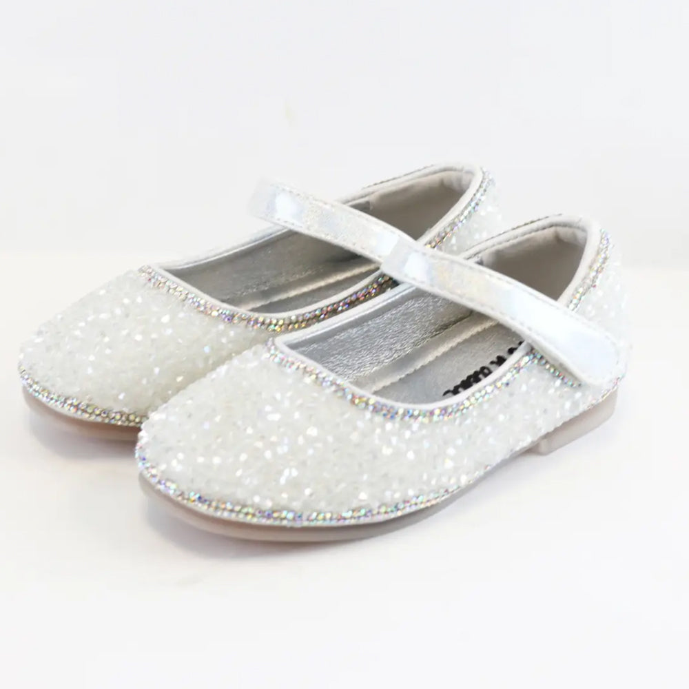 Silver Clear Stone Flat Dress Shoes