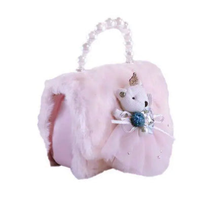 Pink Princess Bear Furry Purse