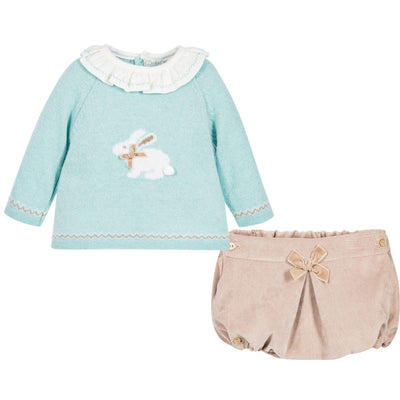 Baby Girls Knit Bunny Sweater and Bloomer Set