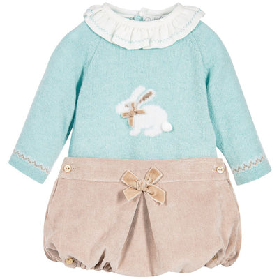 Baby Girls Knit Bunny Sweater and Bloomer Set