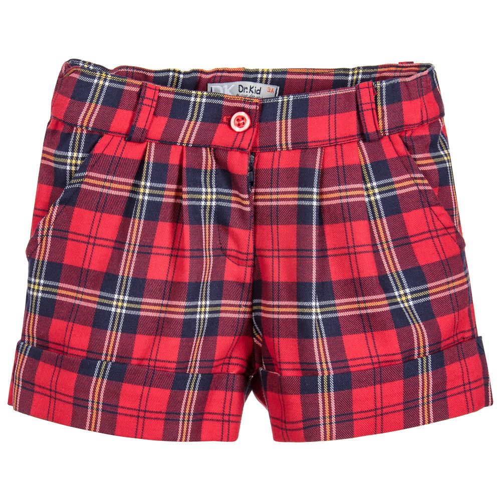 Girls Red Tartan Shorts