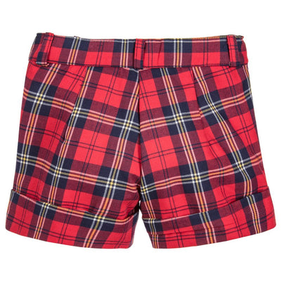 Girls Red Tartan Shorts