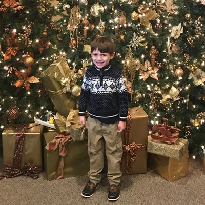 Blue 1/4 Zip Snowflake Sweater