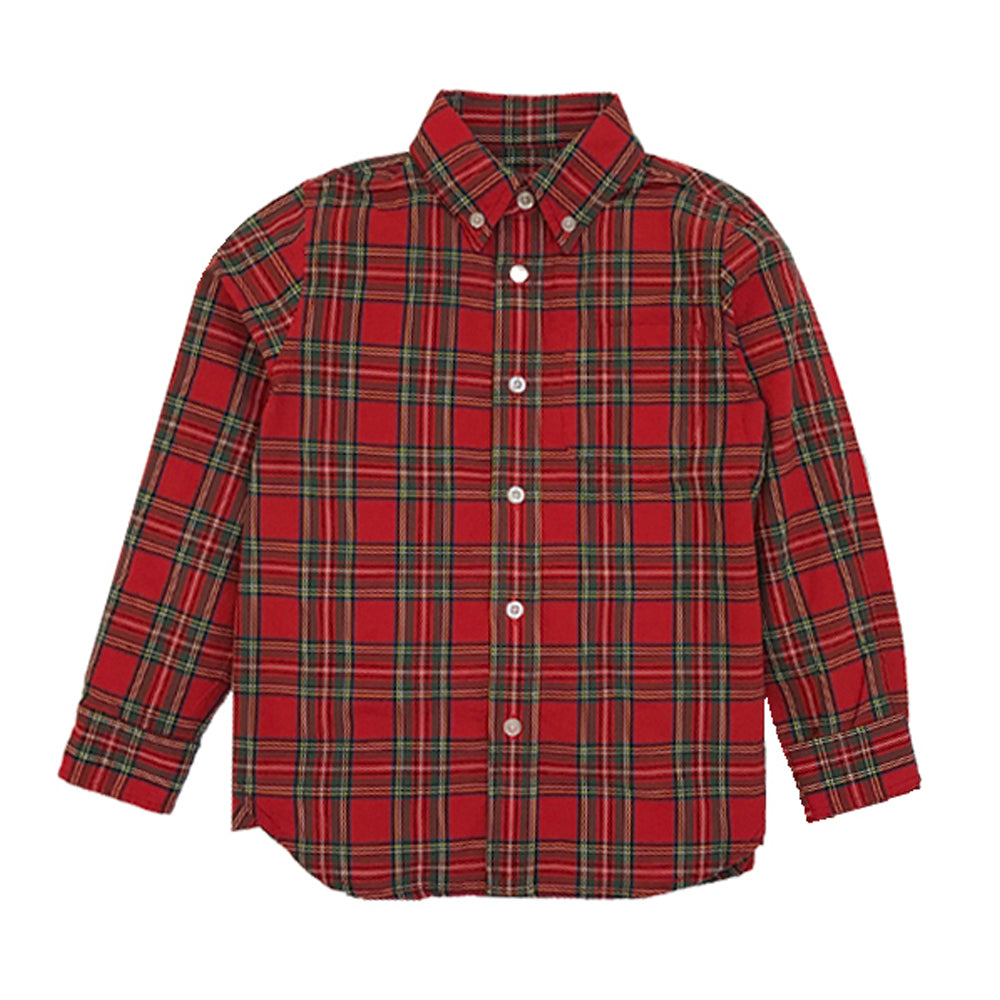 Boys Stewart Plaid Collared Shirt