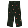 Boys Green Corduroy Embroidered Cord Reindeer Pants