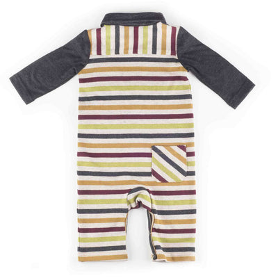 Boys Long Sleeve Multi-Striped Knit Romper