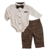 Boys Paisley Bodysuit, Plaid Pant/Suede Bow Tie