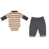 Boys Long Sleeve Multi-Stripe Onesie Flannel Pant Set