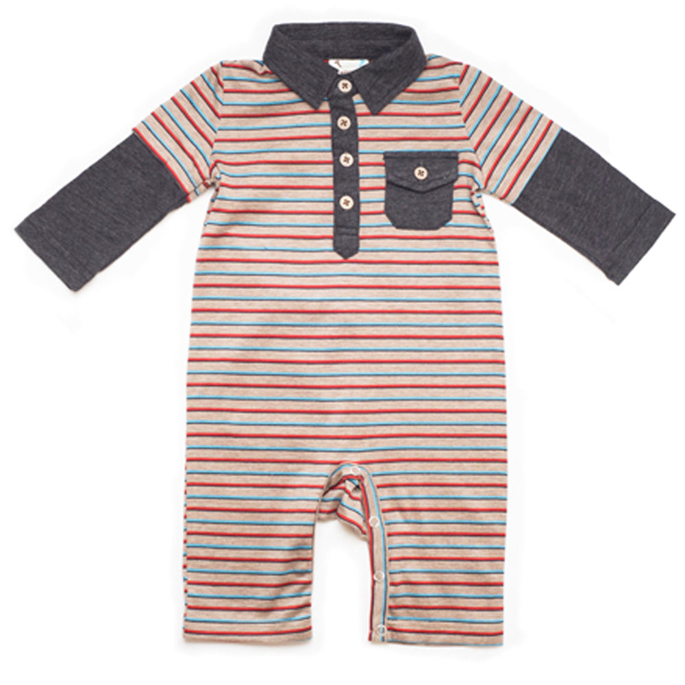 Boys Long Sleeve Arctic Stripe Romper