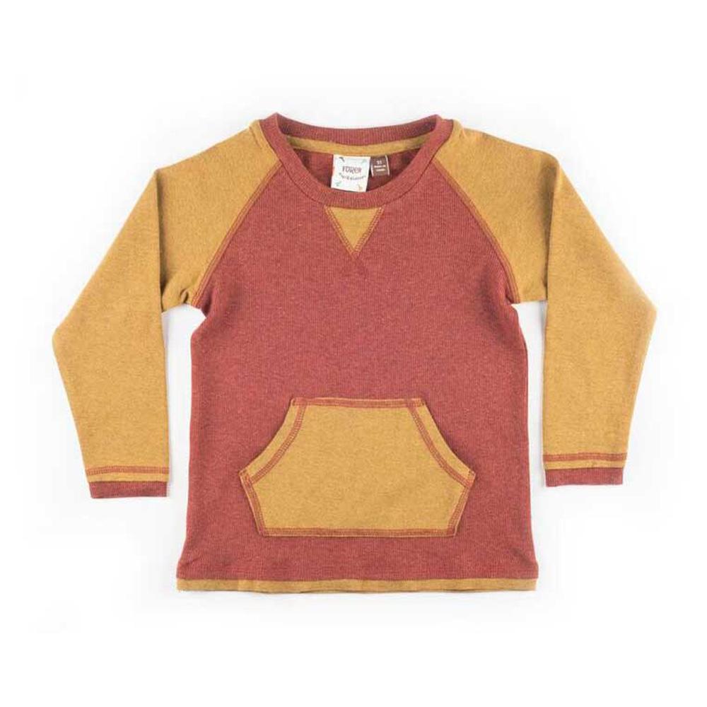 Boys Heathered Rib Pullover – Brick &amp; Mustard