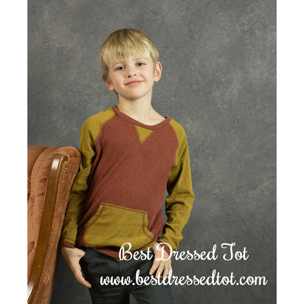 Boys Heathered Rib Pullover – Brick & Mustard
