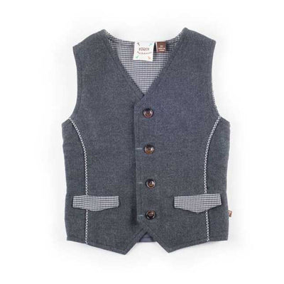 Charcoal Brush Flannel with Houndstooth Vest