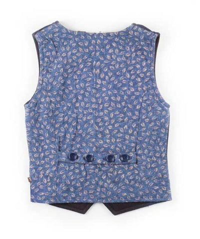 Boys Navy Vest with Leaf Back
