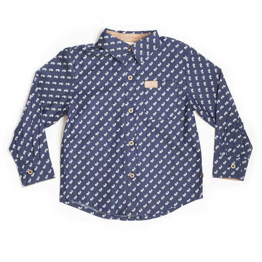 Boys Long Sleeve Moose Print Shirt